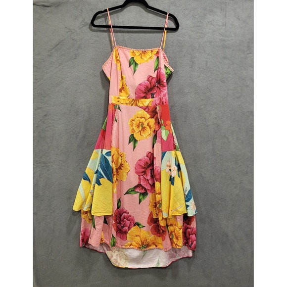 FARM Rio Dresses & Skirts - Farm Rio Tie Back‎ Dress Women's Size Large Mixed Chita Floral Print Boho